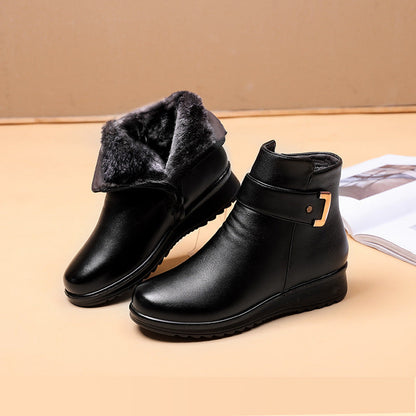 💟Genuine Leather Metal Buckle Velvet Boots🔥49% rabatt + köp 2 gratis frakt📦